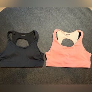 Oiselle Black and Pink Squared Up Sports Bras